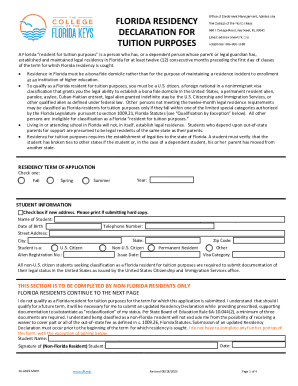 Florida Residency Declaration for Tuition Purposes