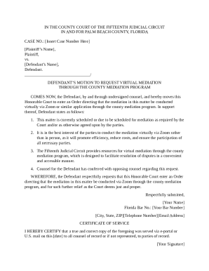 Defendant's Motion to Request Virtual Mediation