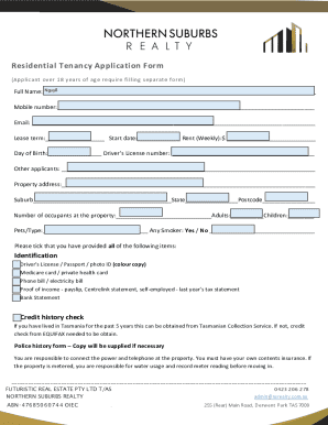 Residential Tenancy Application Form