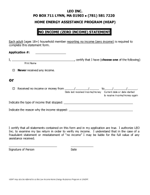 No Income Statement for HEAP Application