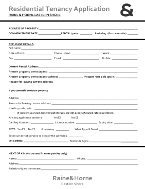 Residential Tenancy Application