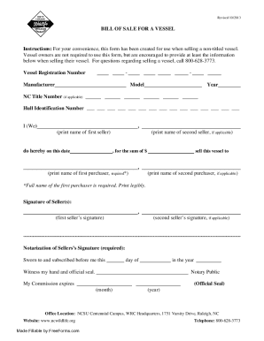 Bill of Sale for a Vessel
