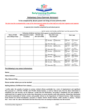 Voluntary Child Support Affidavit