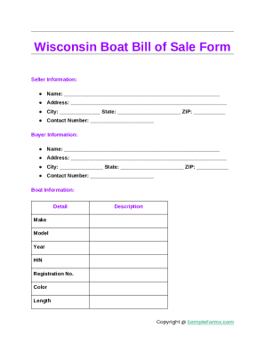 Wisconsin Boat Bill of Sale Form