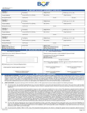 Bank Deposit Account Agreement Form