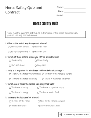 Horse Safety Quiz and Contract