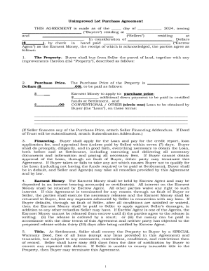 Unimproved Lot Purchase Agreement