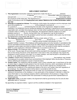 Tanzania Employment Contract