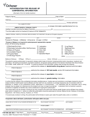 Authorization for Release of Confidential Information