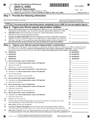 Illinois Special Depreciation Form IL-4562
