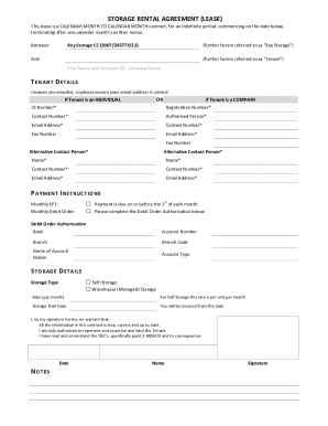 Storage Rental Agreement (Lease)