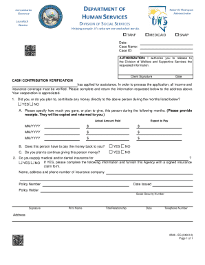 Cash Contribution Verification Form