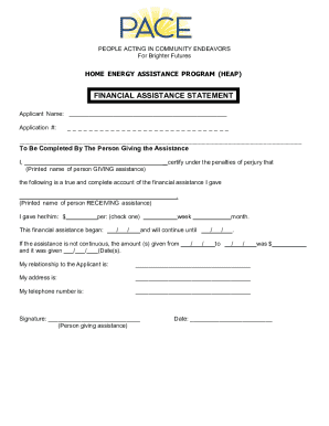 HEAP Financial Assistance Statement