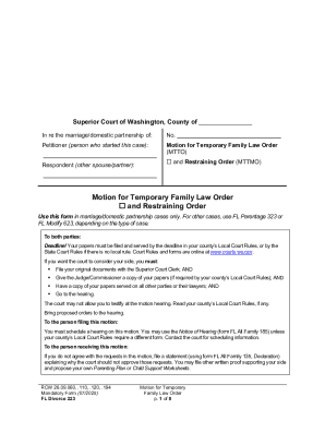Washington Temporary Family Law Order Form