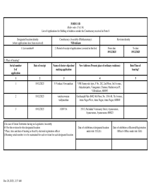 Form 11B - Address Shifting Application List
