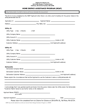 Utility Bill Verification Form for HEAP Application