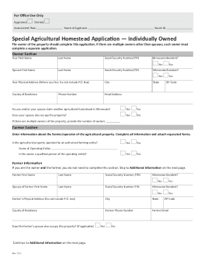 Special Agricultural Homestead Application