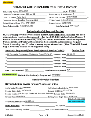 ESS-C-801 Authorization Request & Invoice