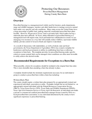 Prescribed Burn Management Template