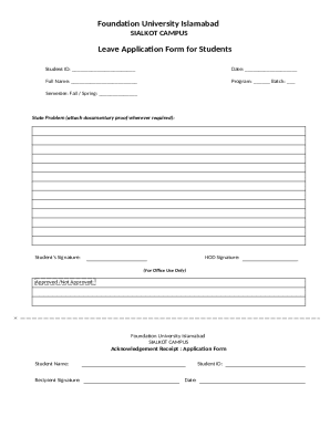 Leave Application Form for Students