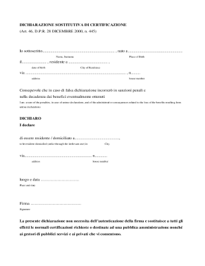 Italian Self-Certification Declaration