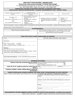 Medical Test Order Form