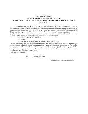 Parental Consent for Religious or Ethics Classes