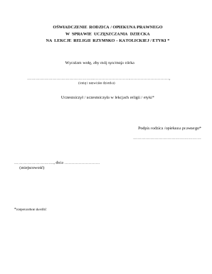 Parental Consent for Religious or Ethics Classes