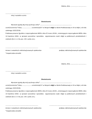 Religious Education Consent Form