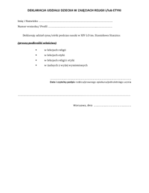 Religious and Ethics Participation Declaration