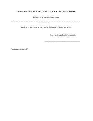 Religious Participation Declaration