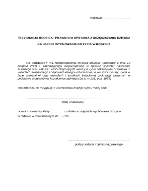 Parental Resignation from Life Education Classes