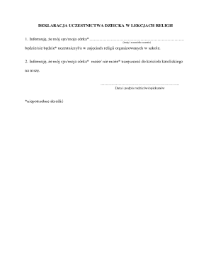 Religious Participation Declaration