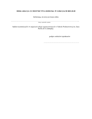 Religious Class Participation Declaration