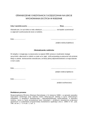 Resignation from Family Life Education Classes