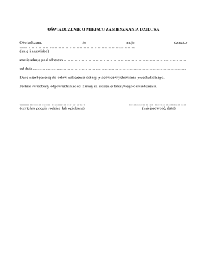 Child Residence Declaration Form