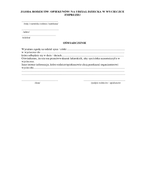 Parental Consent Form for Child's Excursion