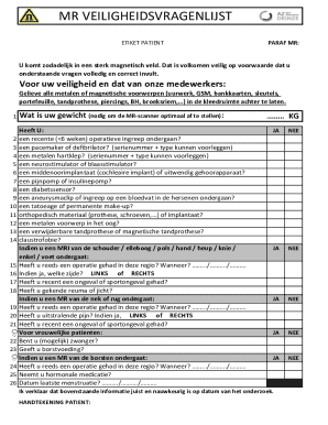 MR Safety Questionnaire