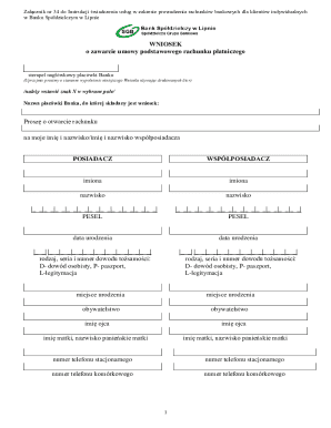 Bank Account Application Form