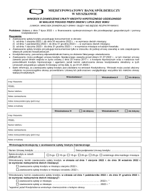 Międzypowiatowy Bank Spółdzielczy Mortgage Payment Suspension Request