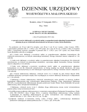 Sucha Beskidzka Waste Management Declaration Form