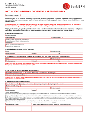 Bank BPH Personal Data Update Form