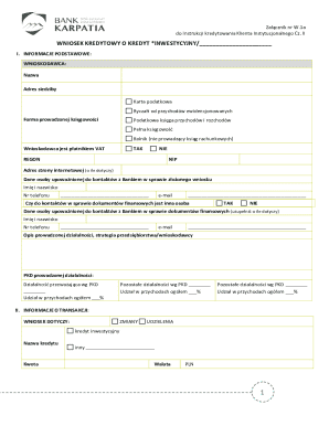 Loan Application for Investment Credit
