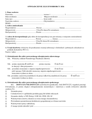 OŚWIADCZENIE ZLECENIOBIORCY 2026