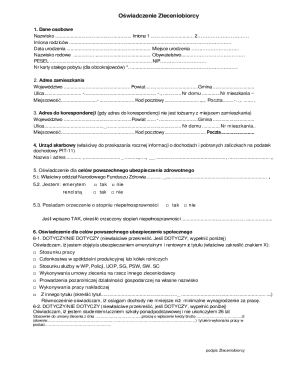 Oświadczenie Zleceniobiorcy