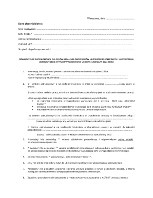 Polish Social Security and Health Insurance Declaration Form