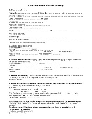 Oświadczenie Zleceniobiorcy