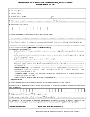 Personal Questionnaire for Contractor/Recipient