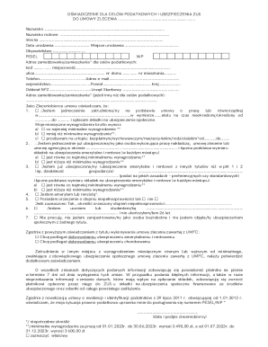 Tax and ZUS Insurance Declaration for Contract of Mandate