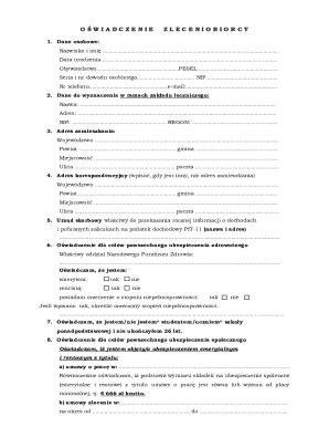 Oświadczenie Zleceniobiorcy